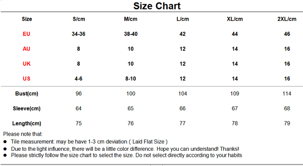 Sheer Bodysuit - SIZE CHART