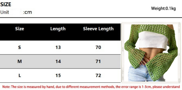 Women's Long Sleeve Smock Knitted Crop Top