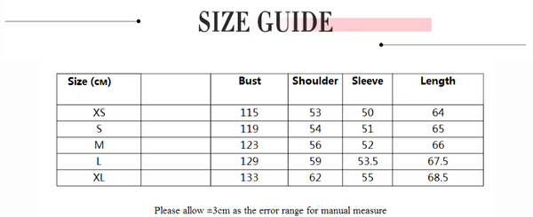 Women Oversized Bomber Jacket Size Guide