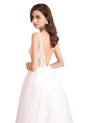 Indulge in the beauty of the Women's High Split Beaded Pearls & Crystals Backless Bridal Gown available at Drestiny. Take advantage of our free shipping offer and let us handle the tax. Don't wait, save up to 50% off for a limited time only!