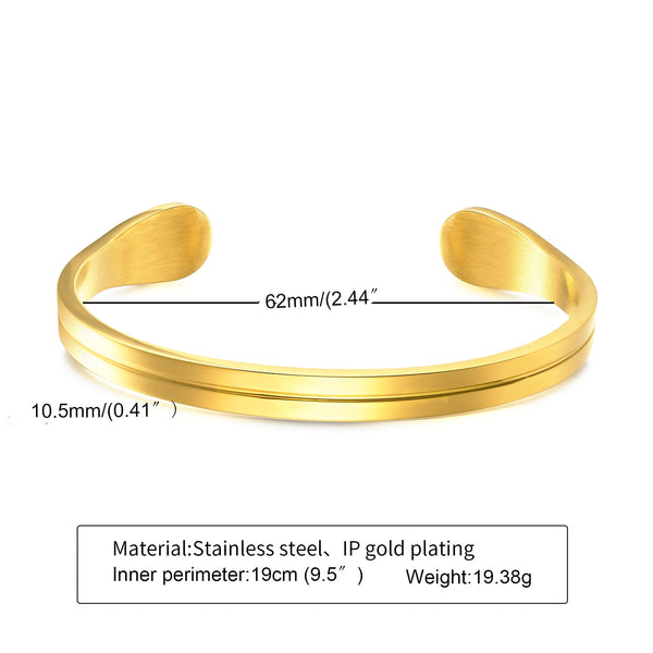 Men's Thin SS Cuff Bracelet Sizing Information