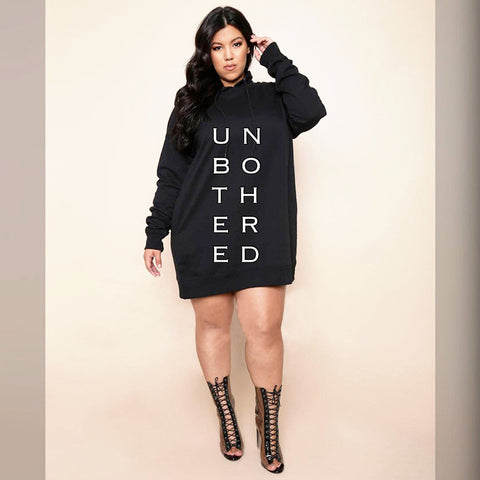 Women's Plus Size Letter Print Hooded Dress