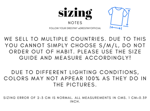 Drestiny Sizing Tips