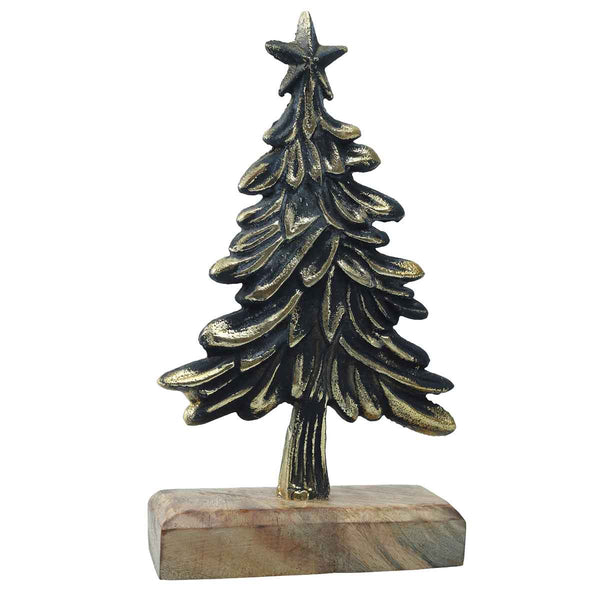 St Intimidatie Raar PTMD Marrey Kerstboom Beeld - 22 x 5 x 12 cm - Aluminium - Messing