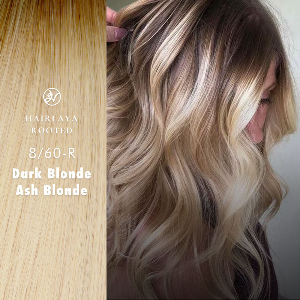 8/60-R Dark Blonde/Ash Blonde hand-tied hair extensions