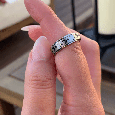 Fidget Spinner Rings Anxiety Ring Engraved Men Rings Black Personalized  Women Mens His Rings Gold Filled Finger Hematite Waterproof Rings