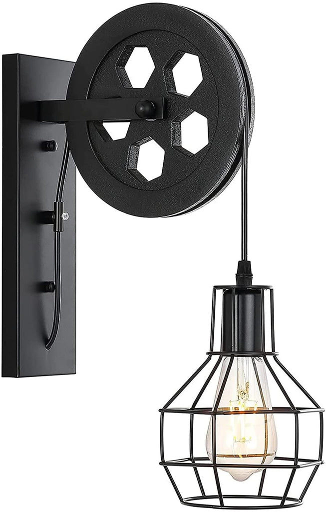 Industriële Wandlamp Zwart | Muurlamp | | E27 fitting AB-Steigerhout