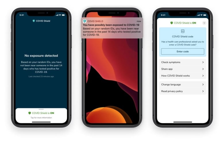 Les autres utilisateurs qui ont l'application et qui ont été proches d'une personne qui a été testée positive seront alors alertés qu'ils ont été exposés et une notification les encouragera à contacter leurs autorités locales de santé publique.  L'Ontario déploiera d'abord l'application. Les responsables de cette province ont déclaré qu'ils espéraient que l'application pourrait être téléchargée le 2 juillet pour les iPhones exécutant iOS 5.0 ou versions ultérieures, et pour les téléphones Android exécutant Android 6.0 ou versions ultérieures.  Le gouvernement fédéral a déclaré vouloir éventuellement l'utiliser à travers le Canada dans les semaines et les mois à venir, avec le risque d'une deuxième vague à l'horizon.  Les responsables de la santé publique se sont fait les champions de la pratique du suivi des personnes qui pourraient avoir été en contact avec une personne infectée afin de les faire tester et isoler. La recherche des contacts est largement considérée comme essentielle à la reprise après pandémie d'un pays.  Alors que la plupart des provinces font ce travail laborieux avec des bénévoles, les conversations et les négociations se sont poursuivies avec les entreprises technologiques pendant des semaines au sujet du développement d'applications pour téléphones intelligents afin d'accélérer les efforts.  Le mois dernier, Trudeau a déclaré que le gouvernement espérait approuver publiquement une application pour encourager son utilisation partout au pays.  L'utilisation de l'application est volontaire, explique PM Dans une rare collaboration, Apple et Google se sont associés sur un logiciel qui avertit automatiquement les gens s'ils peuvent avoir été exposés au coronavirus. Il utilise la technologie sans fil Bluetooth pour détecter si quelqu'un qui a téléchargé l'application a passé du temps près d'un autre utilisateur de l'application qui a ensuite testé positif pour le virus.  Trudeau a déclaré que cela permettrait à l'application de fonctionner en arrière-plan sans épuiser rapidement la batterie d'un téléphone.   "C'est quelque chose que vous pouvez simplement télécharger et oublier", a-t-il déclaré.  Le premier ministre Doug Ford détaille la nouvelle application de suivi des contacts COVID-19 qui sera testée en Ontario Ottawa cherche à approuver 1 application de suivi des contacts contre les coronavirus pour l'ensemble du pays "Parce que c'est complètement anonyme, parce que c'est peu d'entretien, parce qu'il est complètement respectueux de votre vie privée, - y compris aucun service de localisation ou de géolocalisation d'aucune sorte - les gens peuvent être sûrs que c'est une mesure facile qu'ils peuvent avoir à continuer à nous garder tous sûrs que nous rouvrons, que nous devenons plus actifs. "  Les géants de la technologie fournissent le logiciel, mais les agences de santé publique du monde entier devront développer leurs propres applications de recherche des contacts. Afin de promouvoir l'utilisation, Apple et Google limitent l'utilisation de leur technologie à une seule application par pays.  L'Alberta utilise sa propre application appelée ABTraceTogether depuis des semaines maintenant. Certaines personnes s'inquiètent d'un patchwork d'applications à travers le pays qui pourrait conduire à une confusion de la messagerie, à un faible taux d'utilisation et à des données incohérentes.