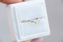 Load image into Gallery viewer, Chevron leafy band with 1mm blue sapphires