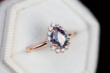 Load image into Gallery viewer, Pear alexandrite halo engagement ring, right hand ring
