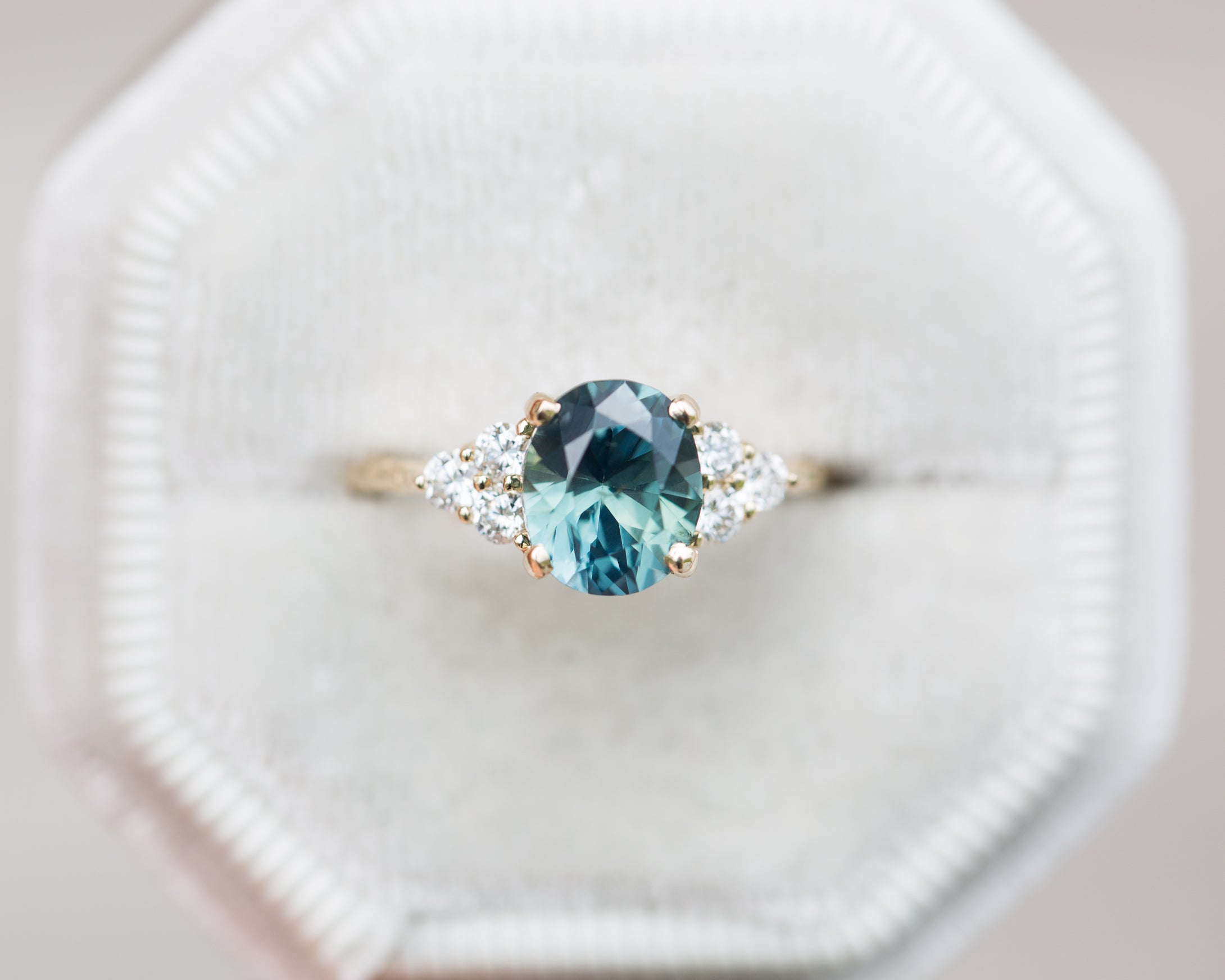 teal sapphire diamond ring