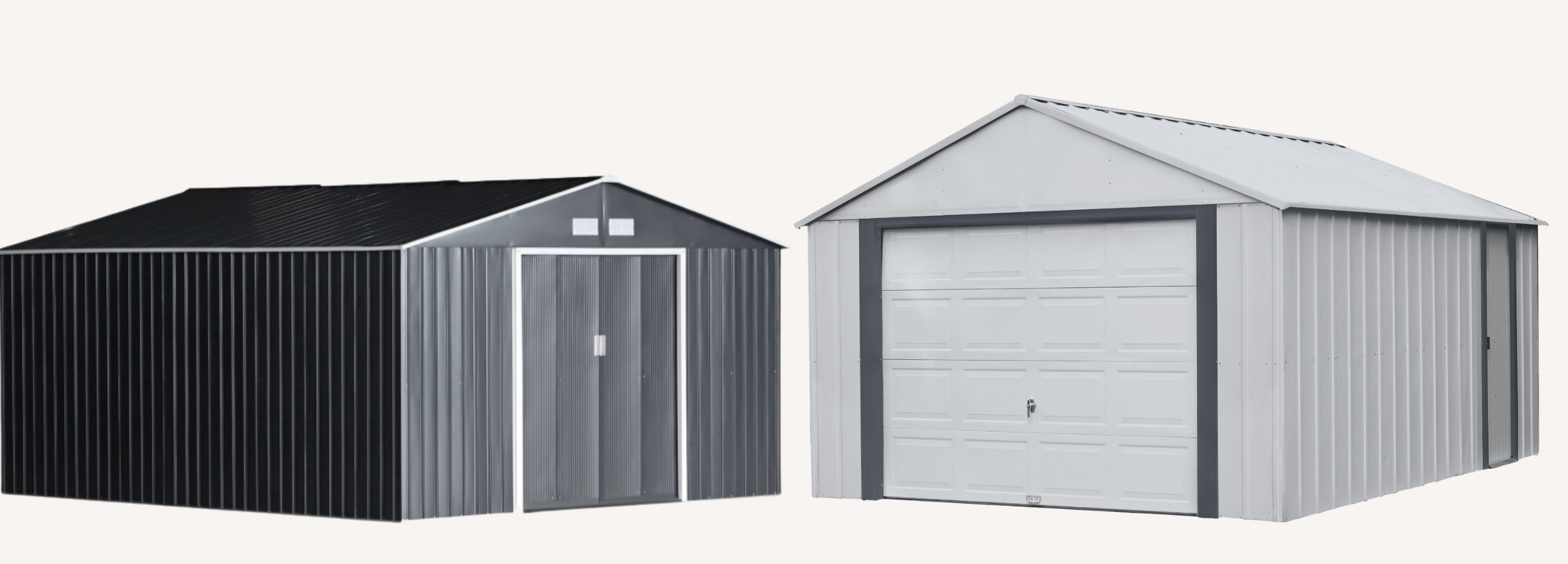 Large Outdoor Steel Sheds and Garage Door Sheds - Seasonal Overstock