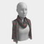 Tiny Roses - Gray Red - Long - Rolled Hem Scarf