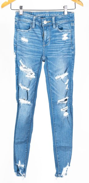 Ladies American Eagle Next Level Stretch Distressed Jeans- Size