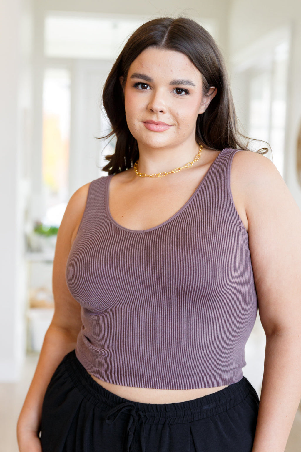 Relevant Ribbed Seamless Reversible Tank in Moss – Gina Marie's Brown  Street Boutique