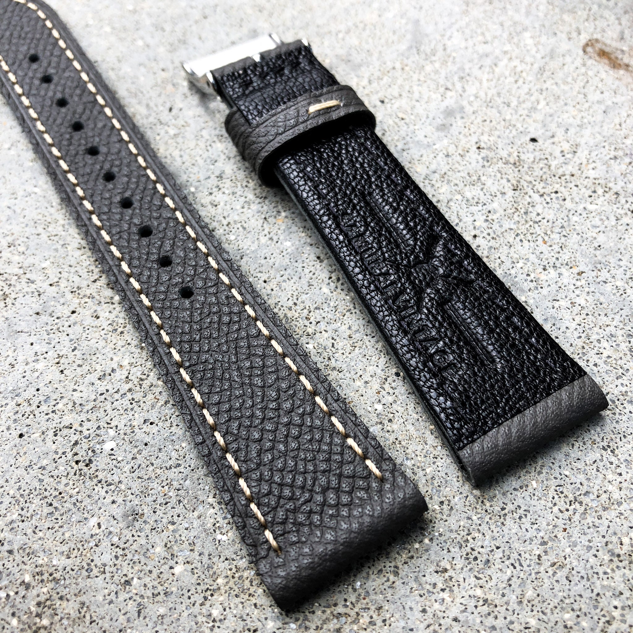 Elephant Grey Leather Watch Strap