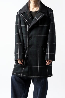 sus-sous great coat / wool cashmere twill blackwatch