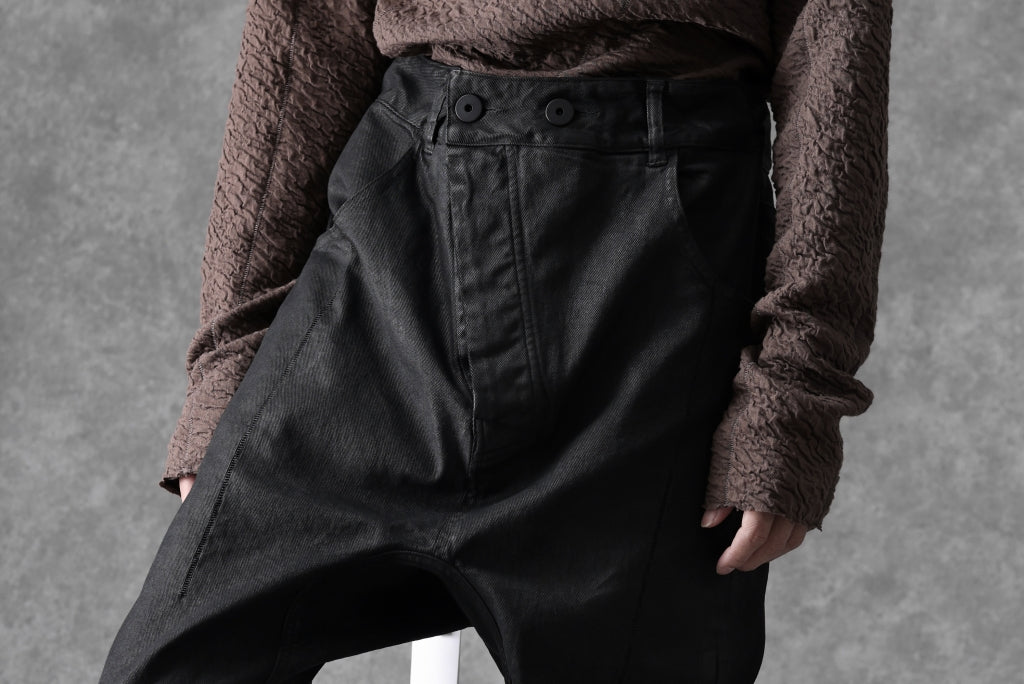 11 BY BORIS BIDJAN SABERI LOW CROTCH BAGGY PANTS / FADED STONE WASH & USED EFFECT "P4C-F1481"