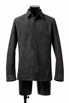 ISAMU KATAYAMA BACKLASH REVERSE LEATHER SHIRT / DOUBLE DYED - JP WET WHITE CALF