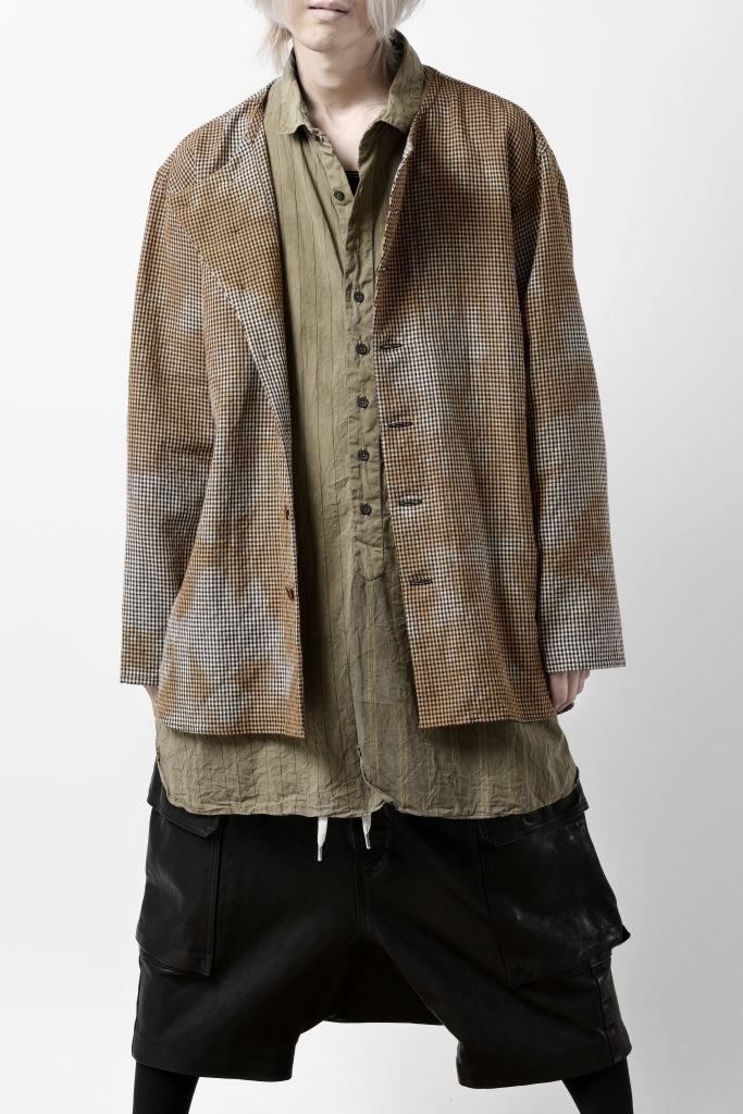 YUTA MATSUOKA exclusive round neck shirt / mottled dyeing dead stock woven