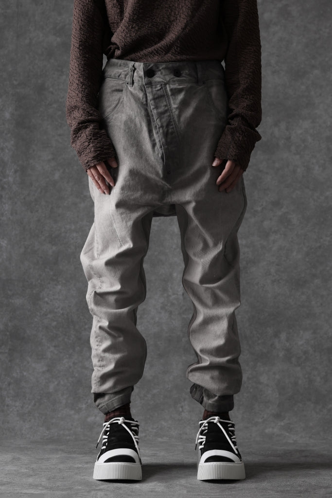 11 BY BORIS BIDJAN SABERI LOW CROTCH BAGGY PANTS / FADED STONE WASH & USED EFFECT "P4C-F1481"