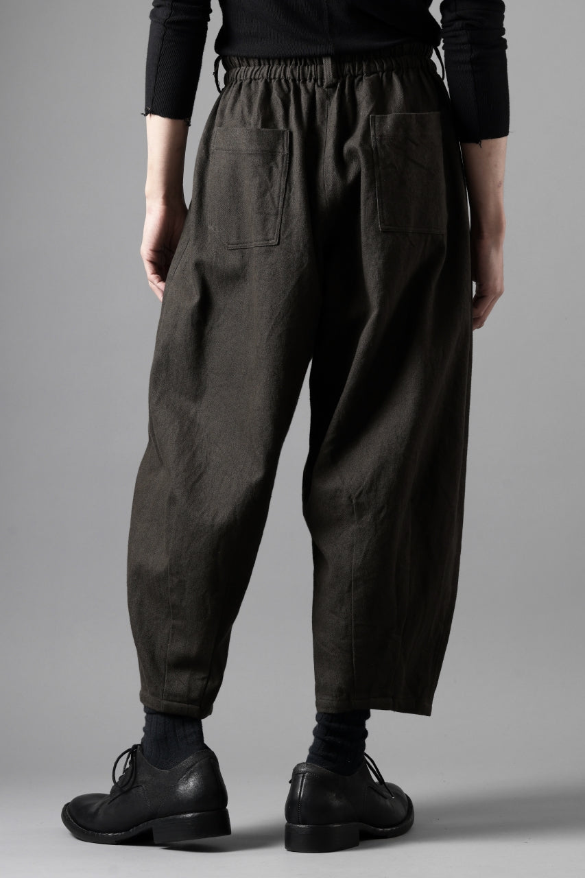 YUTA MATSUOKA dirts tapered trousers / sulfur dyed cotton linen gabardine