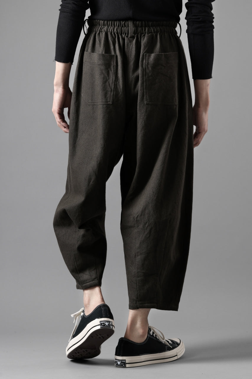 YUTA MATSUOKA dirts tapered trousers / sulfur dyed cotton linen gabardine