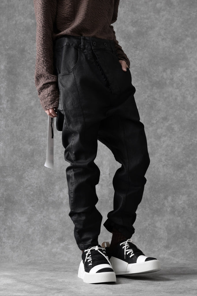 11 BY BORIS BIDJAN SABERI LOW CROTCH BAGGY PANTS / OBJECT DYED & COATED "P4C-F1481"