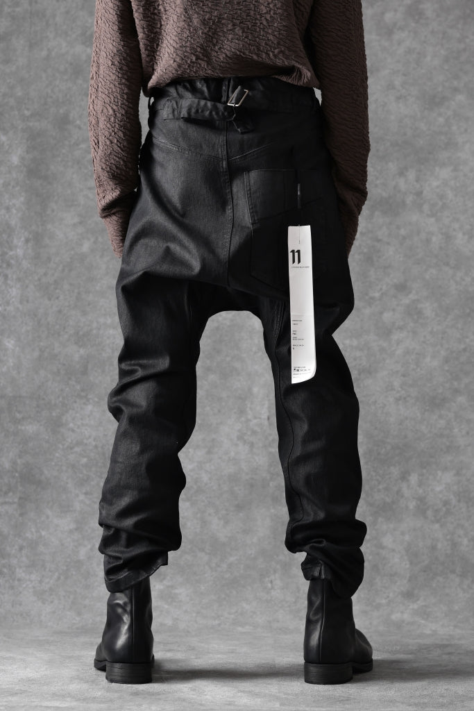 11 BY BORIS BIDJAN SABERI LOW CROTCH BAGGY PANTS / FADED STONE WASH & USED EFFECT "P4C-F1481"