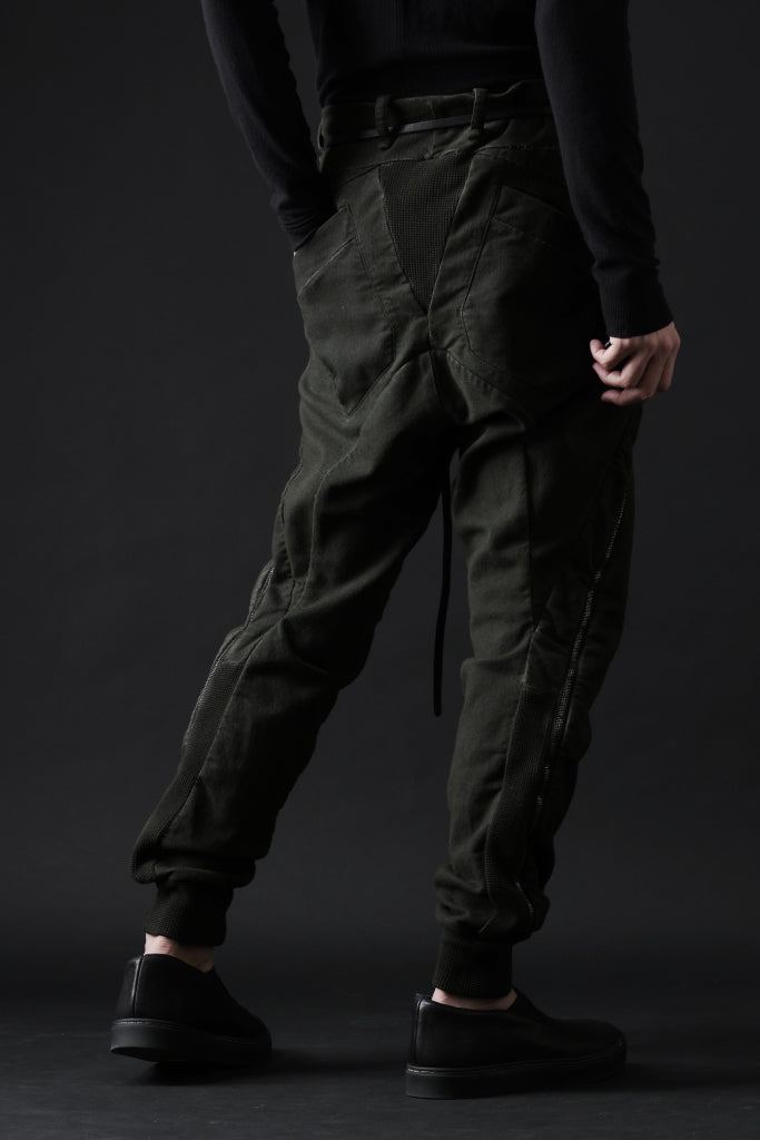 masnada LATERAL ZIP BAGGY PANTS / STRETCH REPURPOSED COTTON