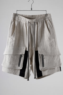 A.F ARTEFACT CARGO POCKET SARROUEL SHORTS / NATURAL LINEN