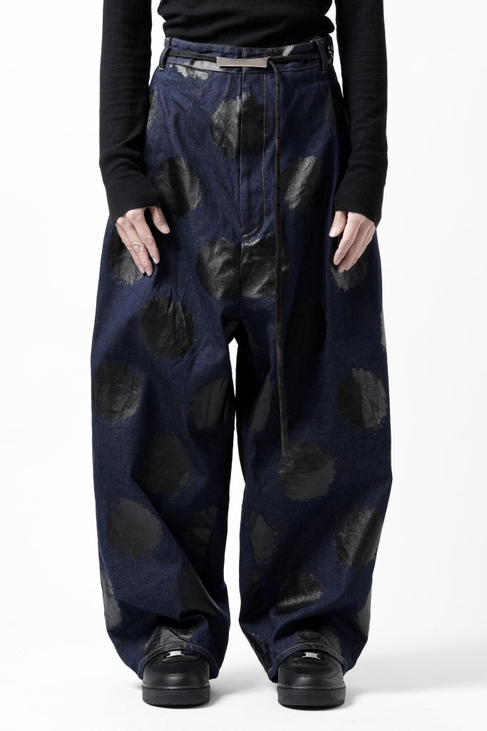 Y's.... HIPHANG SARROUEL WIDE TROUSERS / DOTS-PRINTED DENIM