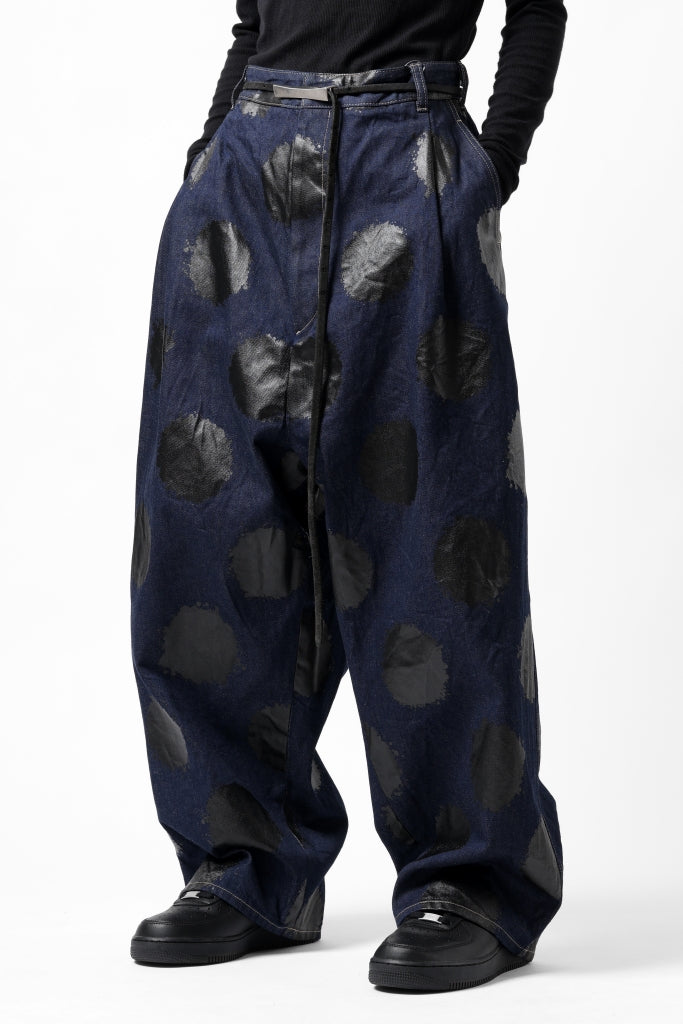 Y's.... HIPHANG SARROUEL WIDE TROUSERS / DOTS-PRINTED DENIM