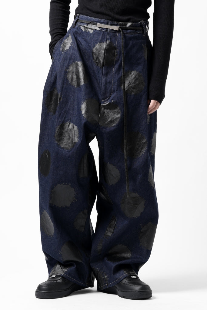 Y's.... HIPHANG SARROUEL WIDE TROUSERS / DOTS-PRINTED DENIM