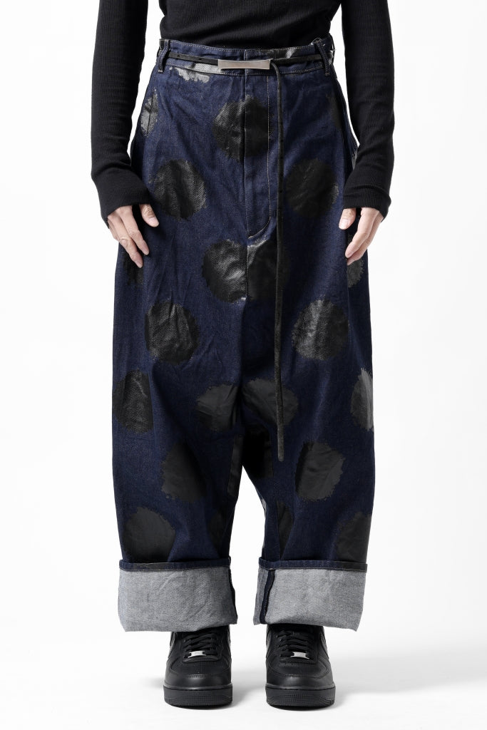 Y's.... HIPHANG SARROUEL WIDE TROUSERS / DOTS-PRINTED DENIM