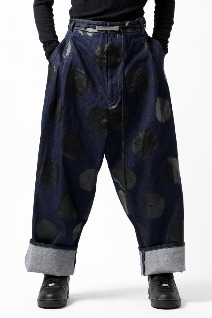 Y's.... HIPHANG SARROUEL WIDE TROUSERS / DOTS-PRINTED DENIM