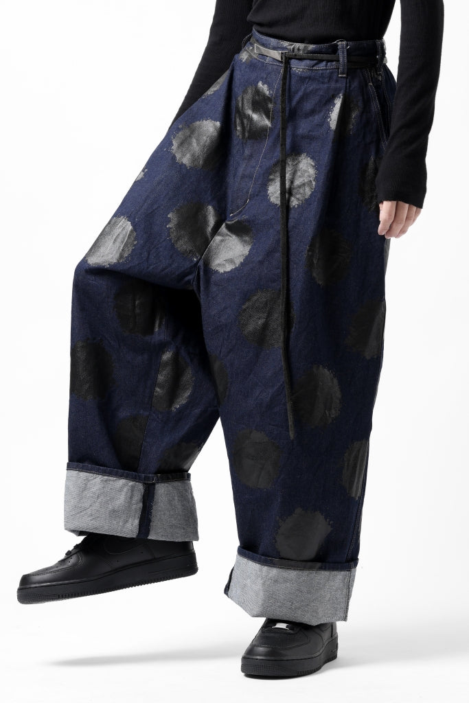 Y's.... HIPHANG SARROUEL WIDE TROUSERS / DOTS-PRINTED DENIM