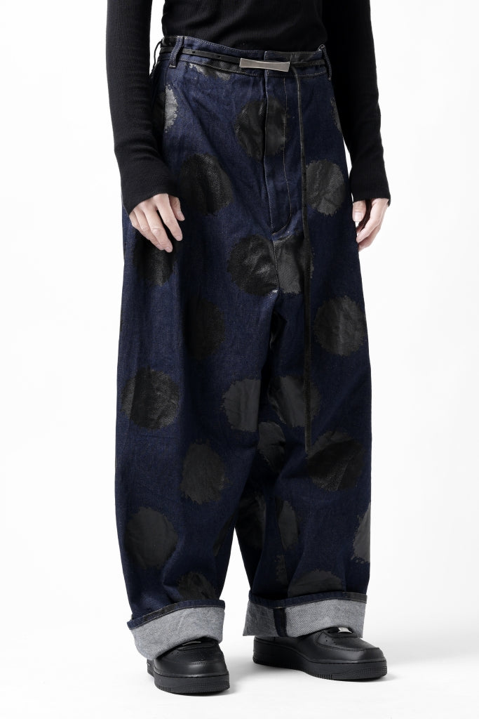 Y's.... HIPHANG SARROUEL WIDE TROUSERS / DOTS-PRINTED DENIM