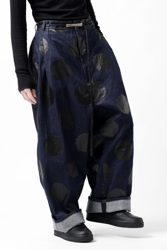 Y's.... HIPHANG SARROUEL WIDE TROUSERS / DOTS-PRINTED DENIM