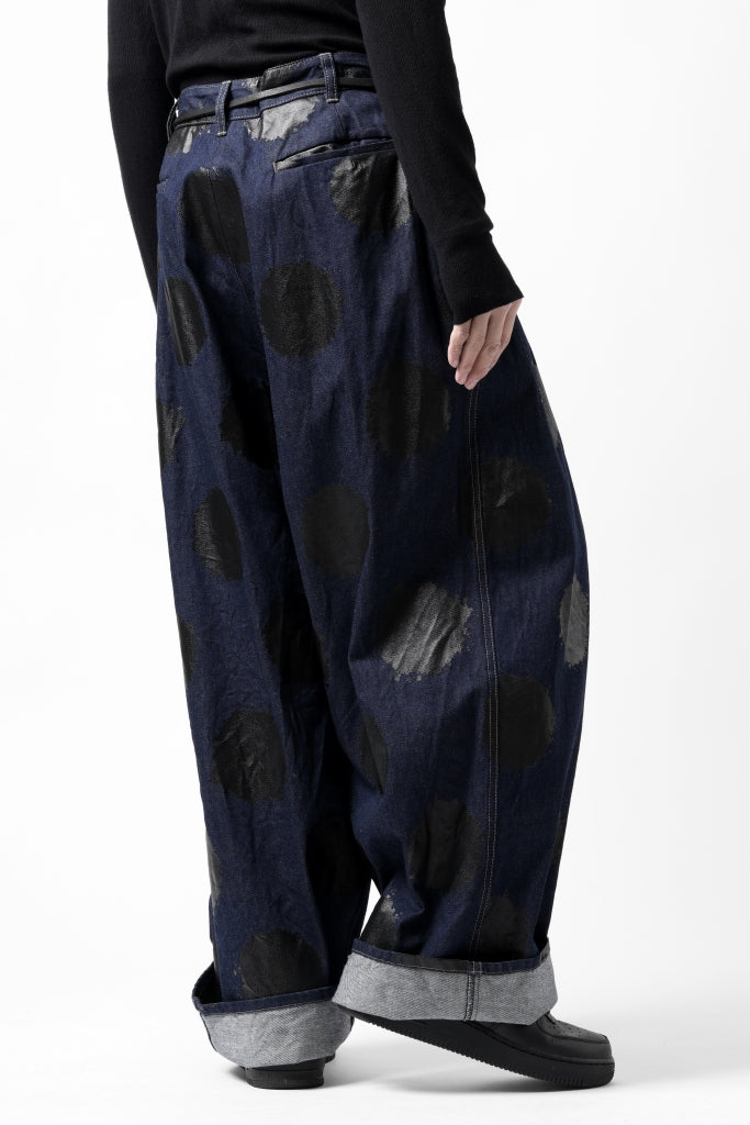 Y's.... HIPHANG SARROUEL WIDE TROUSERS / DOTS-PRINTED DENIM