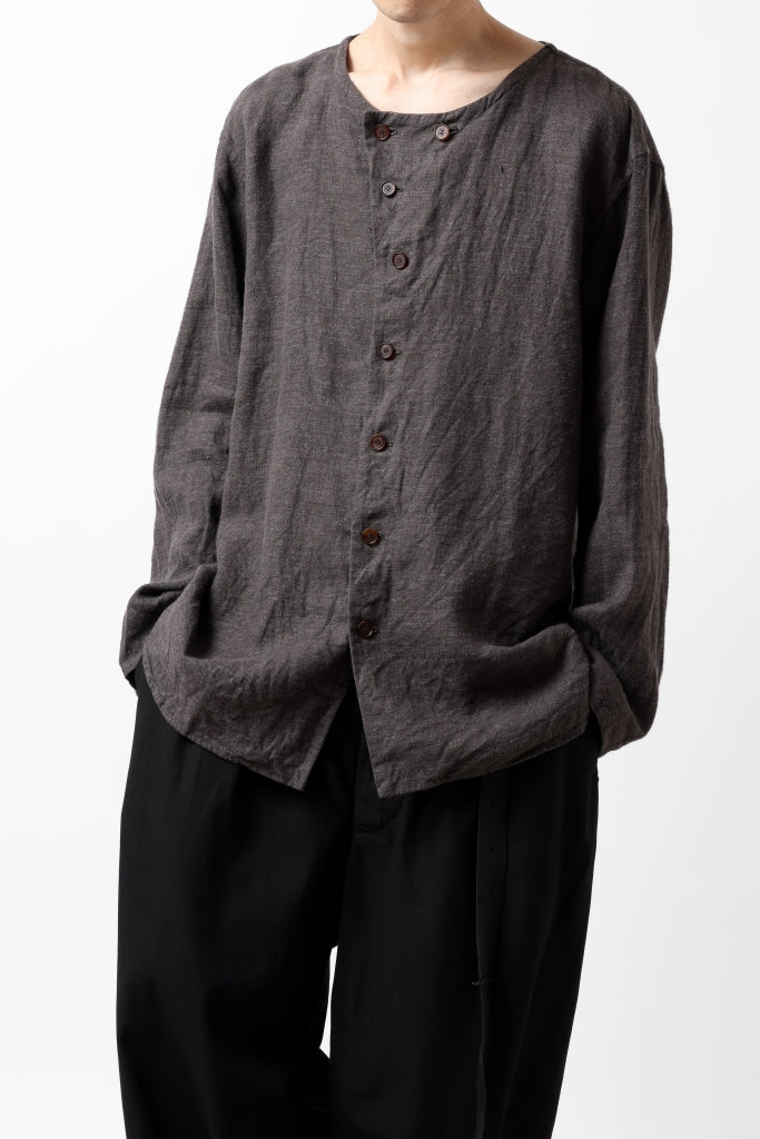 YUTA MATSUOKA exclusive round neck shirt / brushed linen canvas