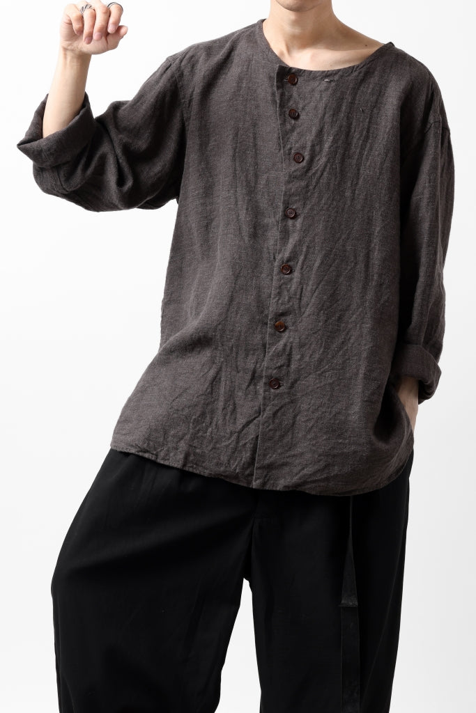 YUTA MATSUOKA exclusive round neck shirt / brushed linen canvas