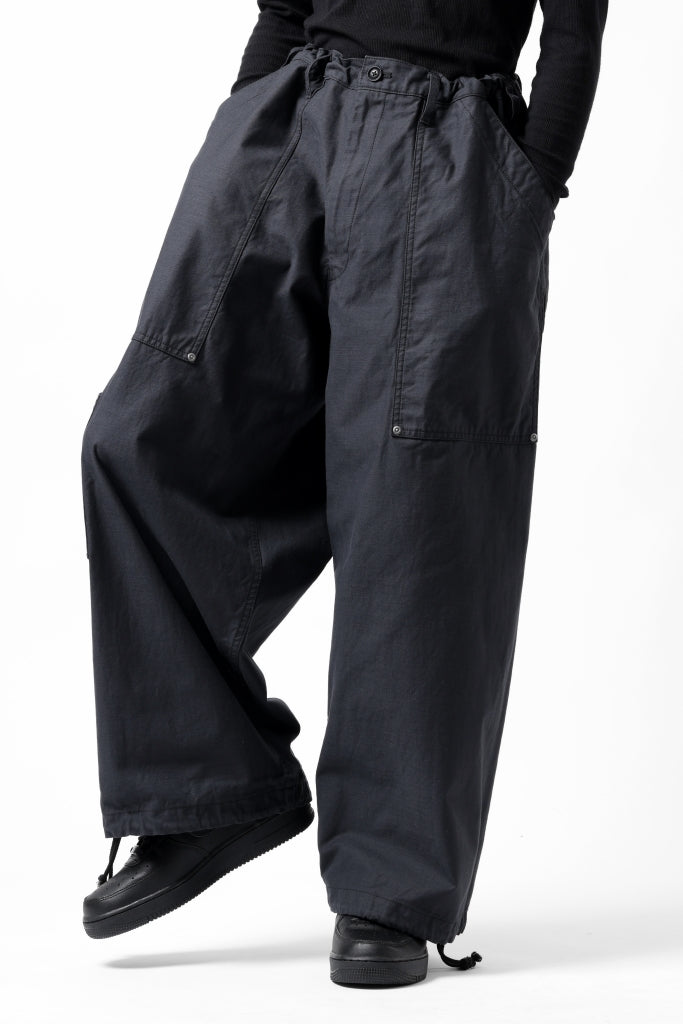 Y's WIDE STRAIGHT PANTS WORKER-DETAIL / BACK SATIN VULCANIZATION COTTON