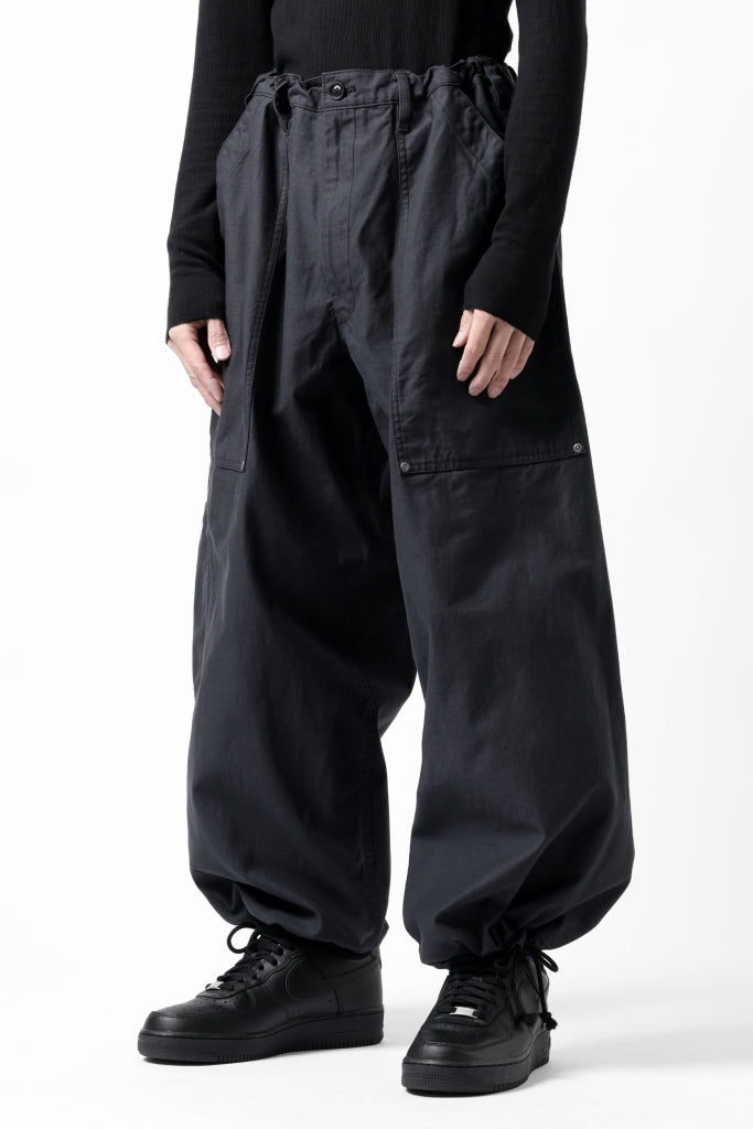 Y's WIDE STRAIGHT PANTS WORKER-DETAIL / BACK SATIN VULCANIZATION COTTON