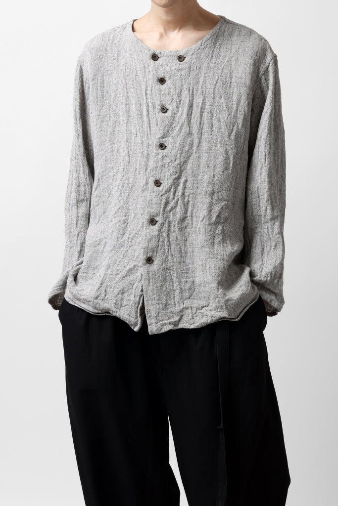 YUTA MATSUOKA round neck shirt / dead stock slab linen