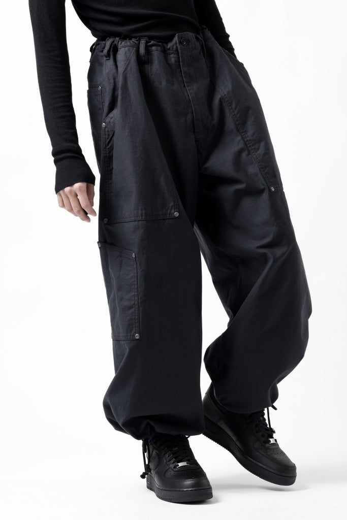 Y's WIDE STRAIGHT PANTS WORKER-DETAIL / BACK SATIN VULCANIZATION COTTON