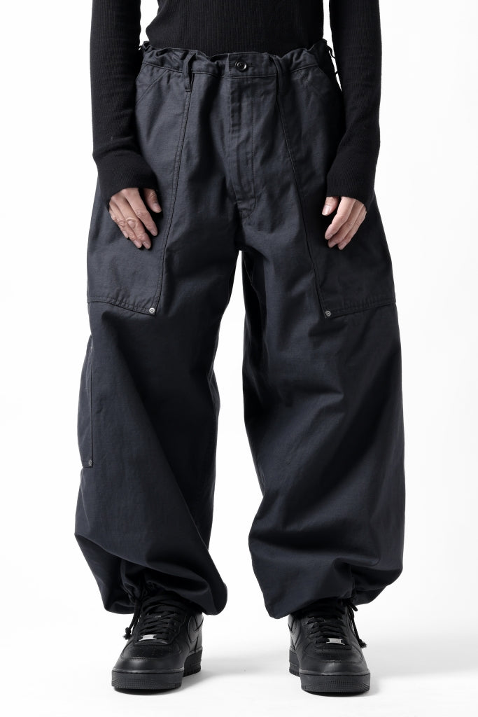 Y's WIDE STRAIGHT PANTS WORKER-DETAIL / BACK SATIN VULCANIZATION COTTON