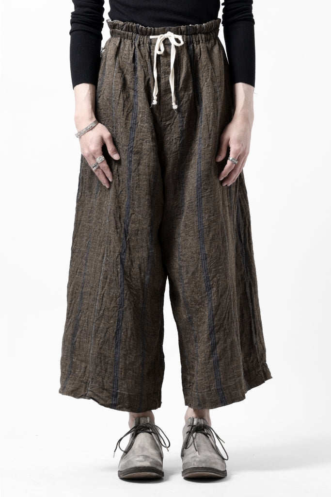 YUTA MATSUOKA 2 tucks wide taper cropped pants / mottled dyeing dead stock woven