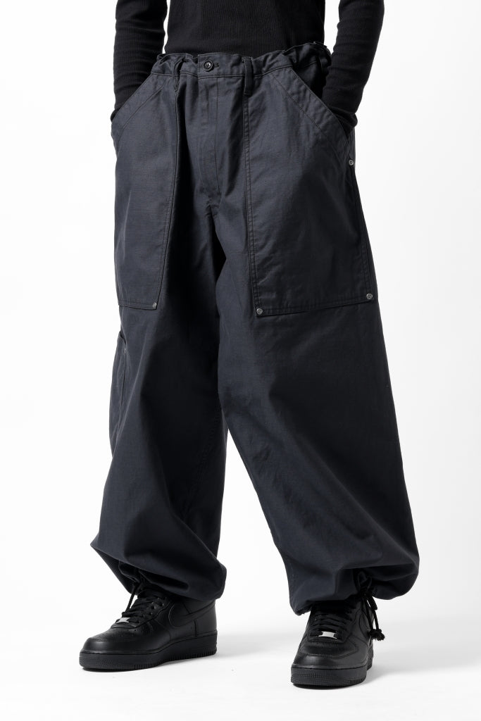 Y's WIDE STRAIGHT PANTS WORKER-DETAIL / BACK SATIN VULCANIZATION COTTON