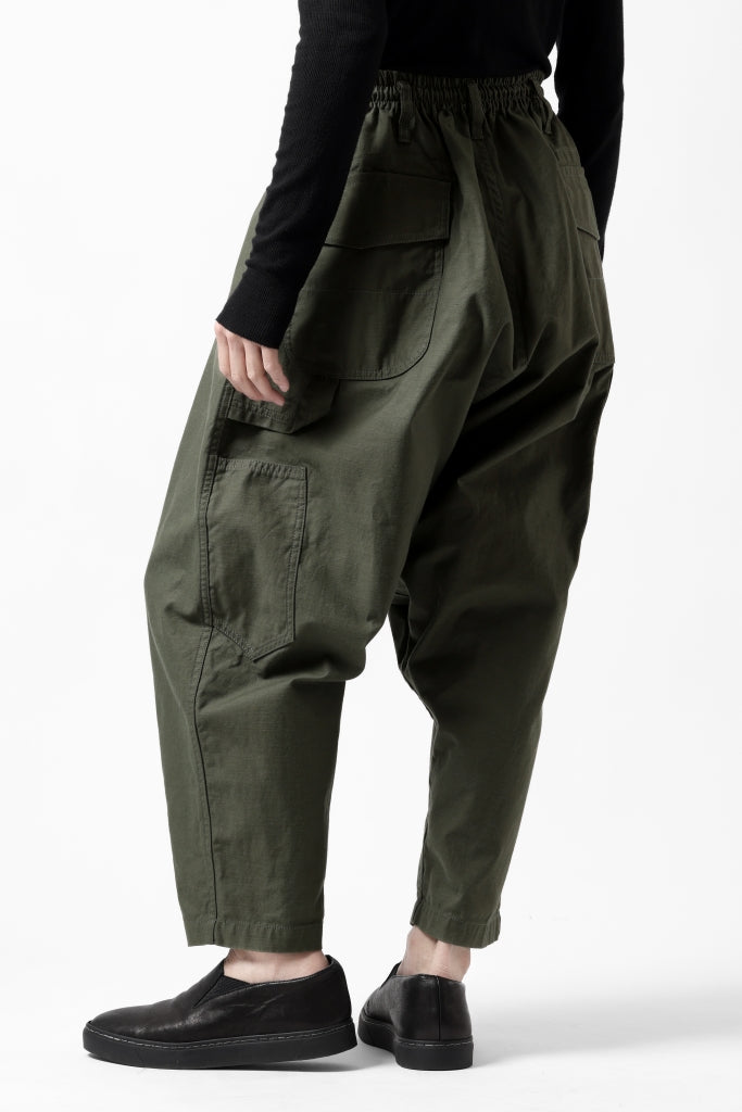 Y's SARROUEL PANTS PAINTER-DETAIL / BACK SATIN VULCANIZATION COTTON